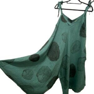 CAMILLE & CO Italian Linen Tie Shoulder Romper Italian Sz. L